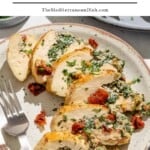 Stuffed chicken breast recipe pin image 1.