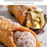 Pin image 1 for the homemade cannoli recipe.