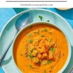 Red lentil soup pin image 1.