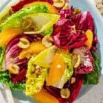 A serving of the orange salad on a plate with a fork.