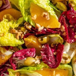 A close up of the orange salad.