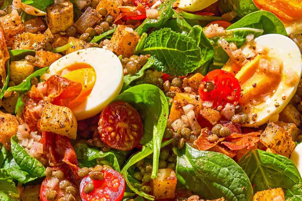 A close up of the breakfast salad.