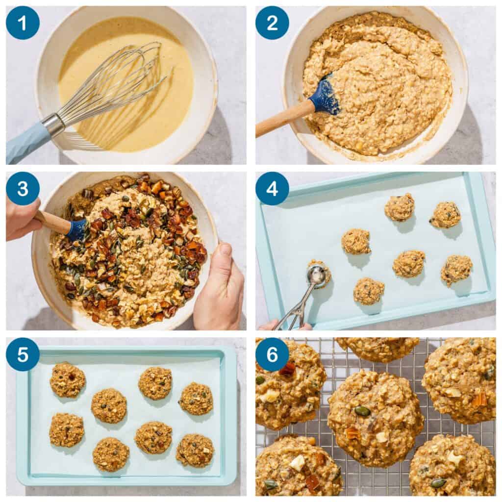 Breakfast Cookies Step by step grid.