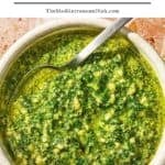 Basil pesto recipe pin image 1.