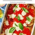 Eggplant parmesan recipe pin image 1.