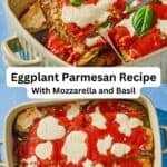 Eggplant parmesan recipe pin image 3.