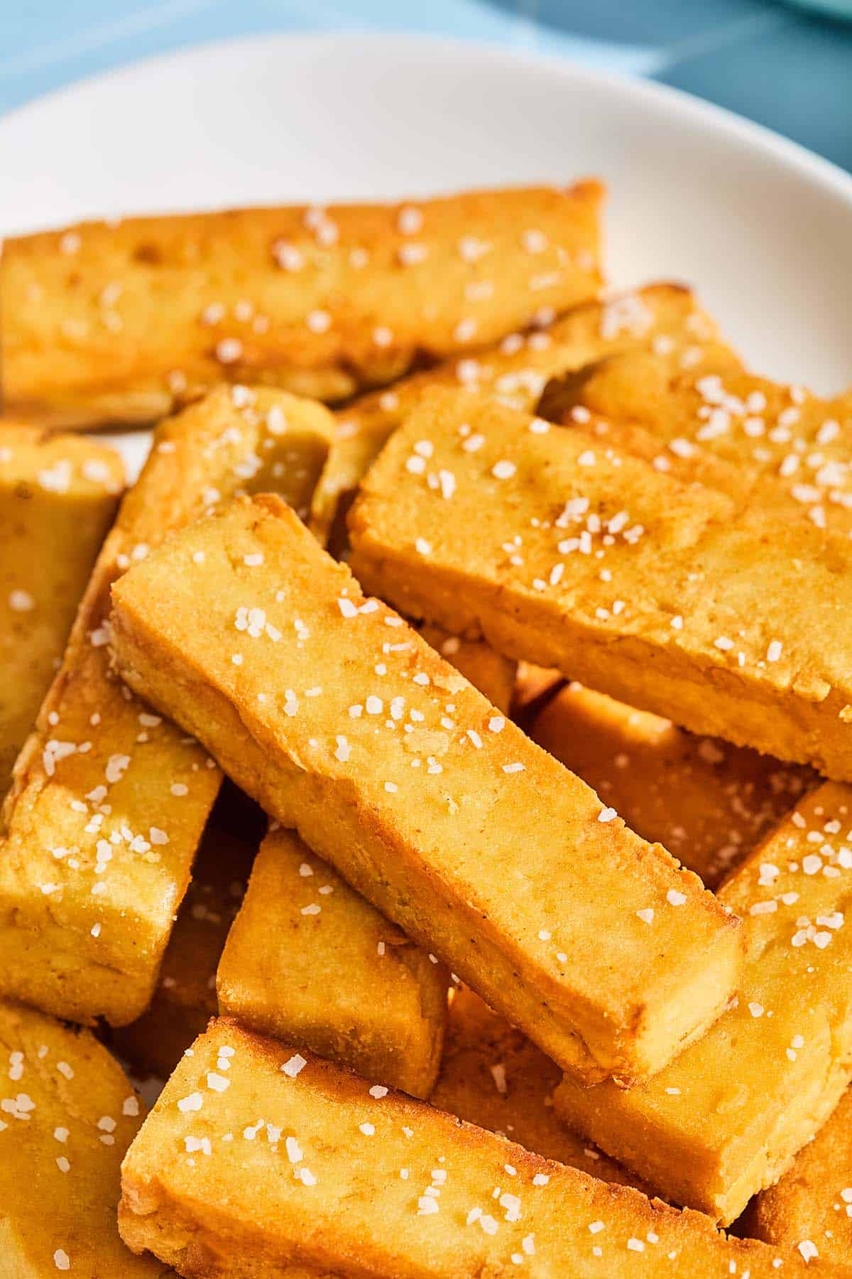 Chickpea panisses on a platter.