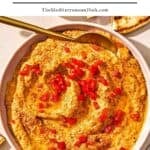 Roasted red pepper hummus pin image 1.