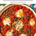 Shakshuka recipe pin image 1.