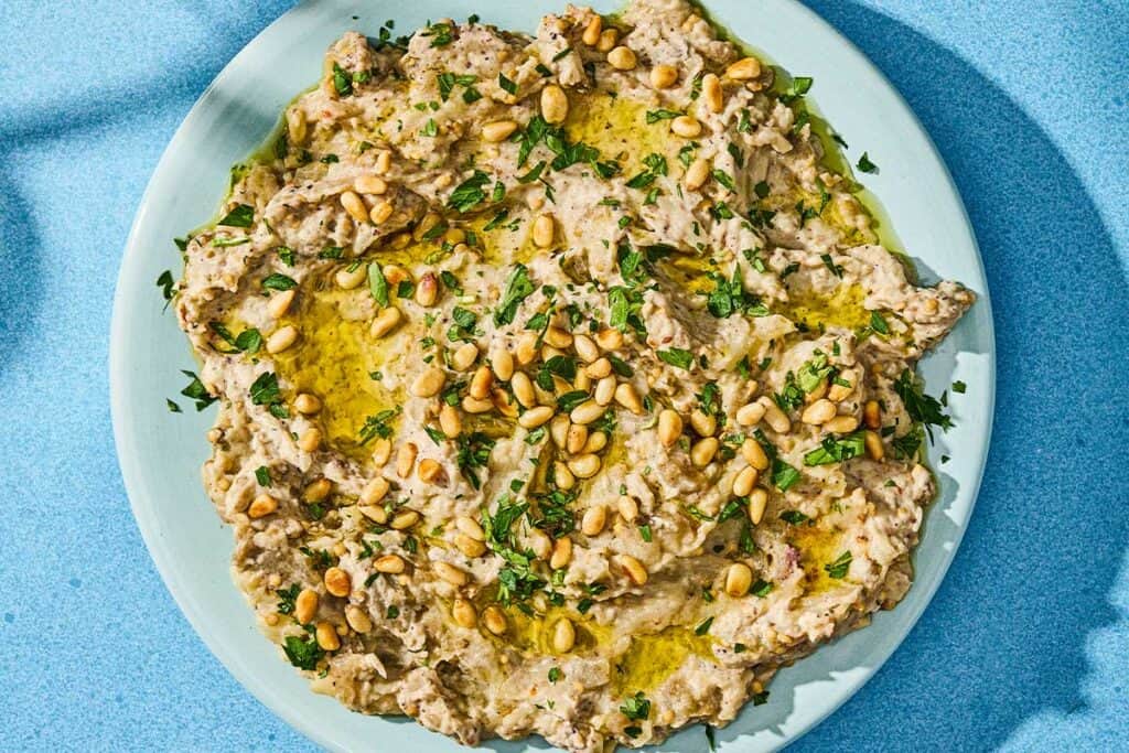 Baba ganoush in a bowl.