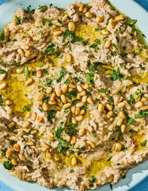 Baba ganoush in a bowl.