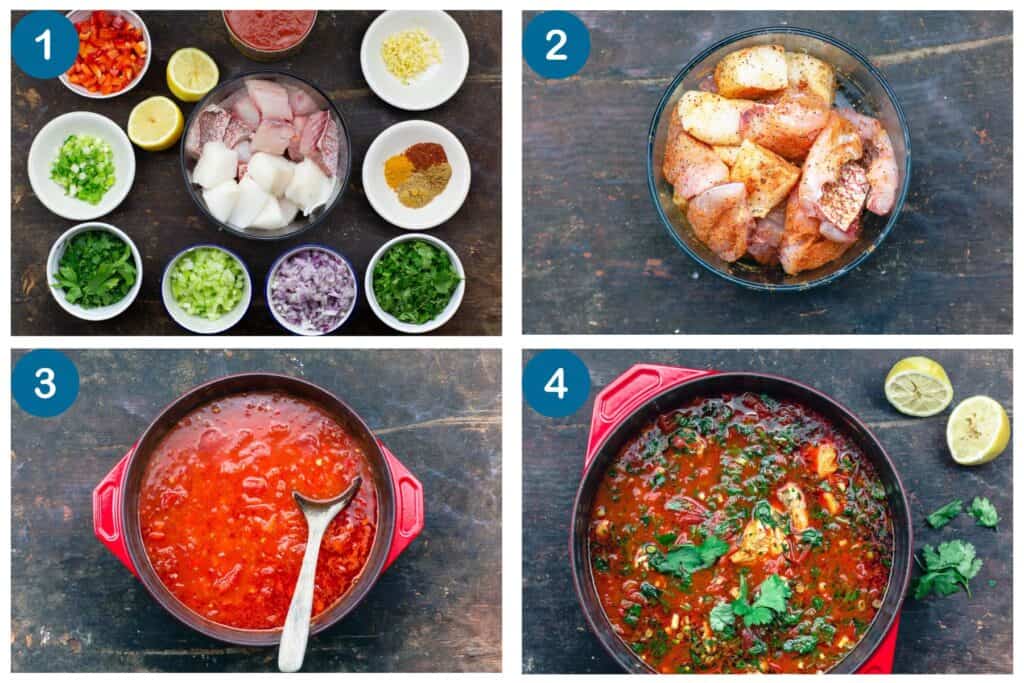 How to make fish soup. Step 1: Gather your ingredients, Step 2: cut and season the fish, Step 3: make the broth, Step 4: add the fish and finish with fresh herbs and citrus.