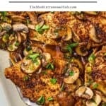 Chicken and mushroom recipe pin image 1.