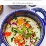Baked eggs recipe pin image 1.
