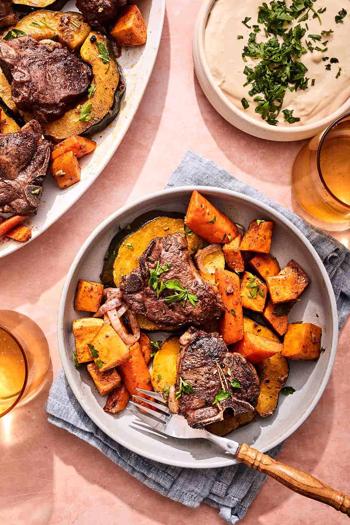 Mediterranean Baked Lamb Chops with Roasted Vegetables