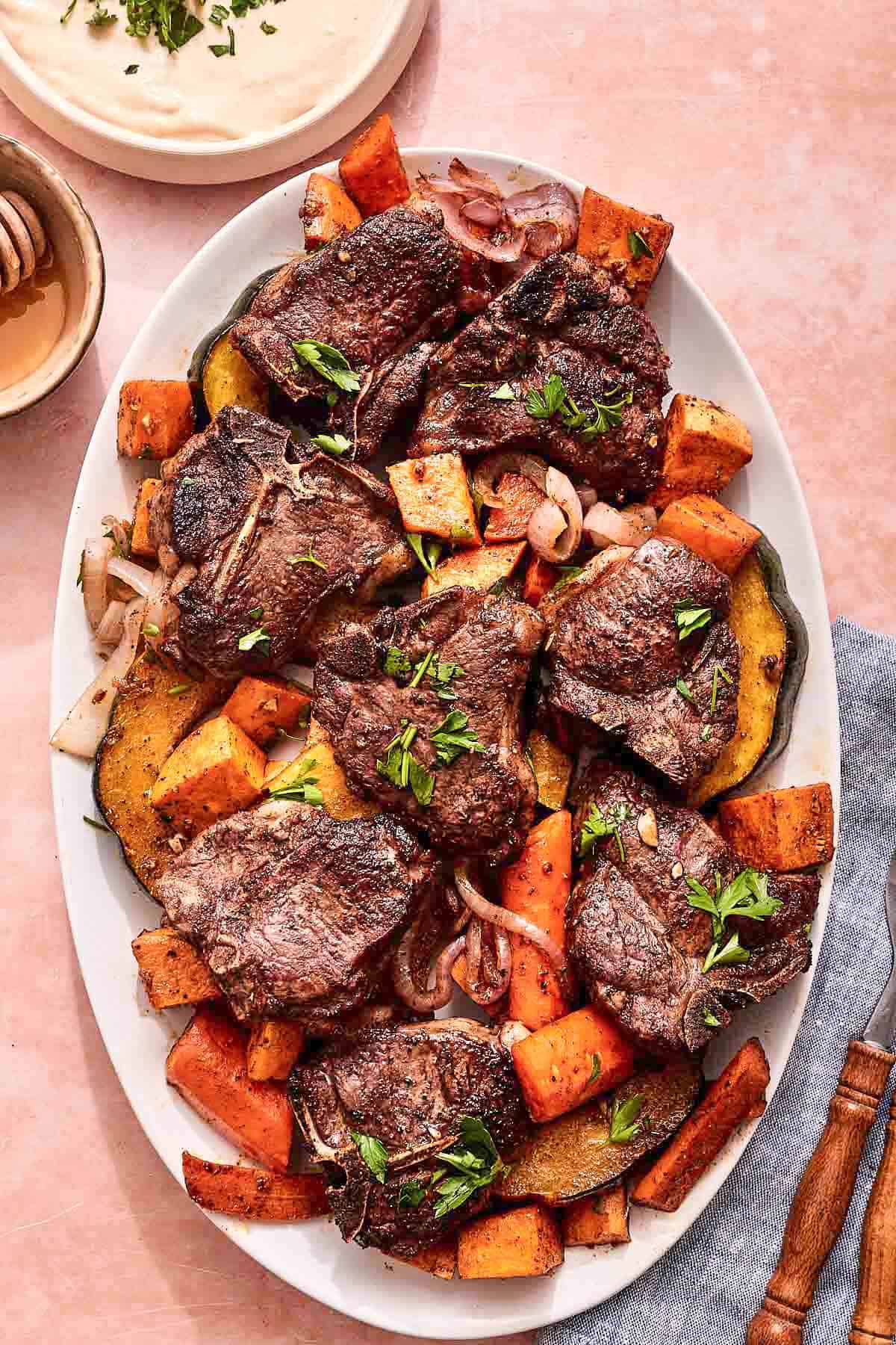 Mediterranean Baked Lamb Chops with Roasted Vegetables