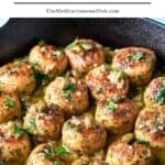 Chicken piccata meatballs pin image 1.