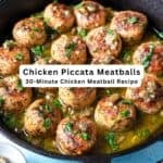 Chicken piccata meatballs pin image 2.