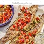 Grilled branzino pin image 1.