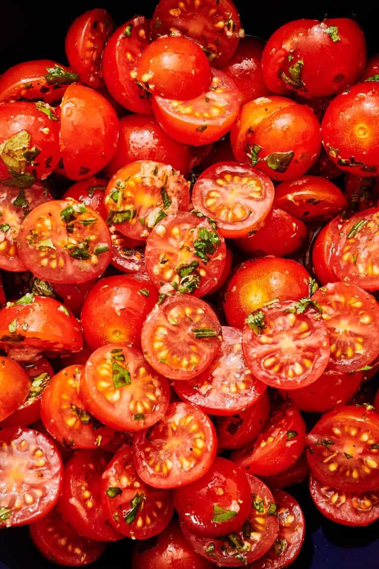 A close up of cherry tomatoes.