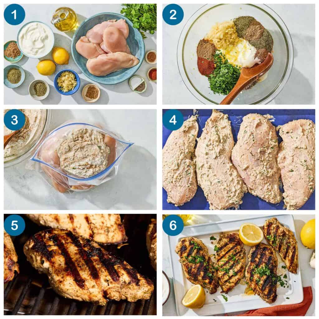 How to make Mediterranean chicken marinade. Step 1: gather your ingredients, Step 2: prepare the marinade, Step 3: marinate the chicken, Step 4: remove the chicken from the marinade bag, Step 5: cook the chicken, Step 6: let chicken rest, then finish and serve.