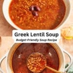 Greek lentil soup pin image 2.