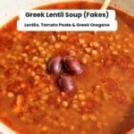 Greek lentil soup pin image 3.