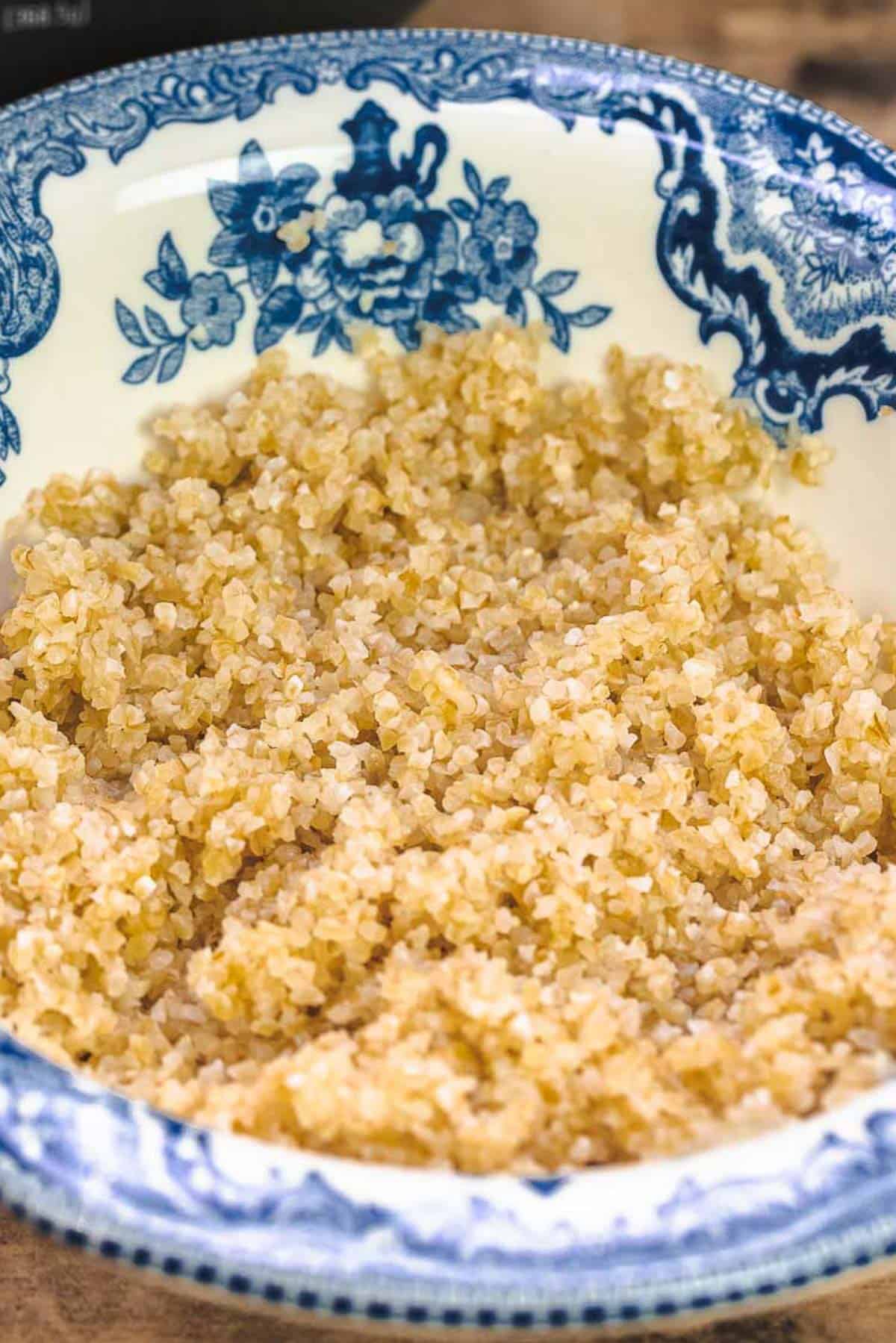 Bulgur in a bowl.
