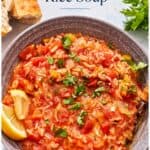 Tomato Rice Soup pin image 2.